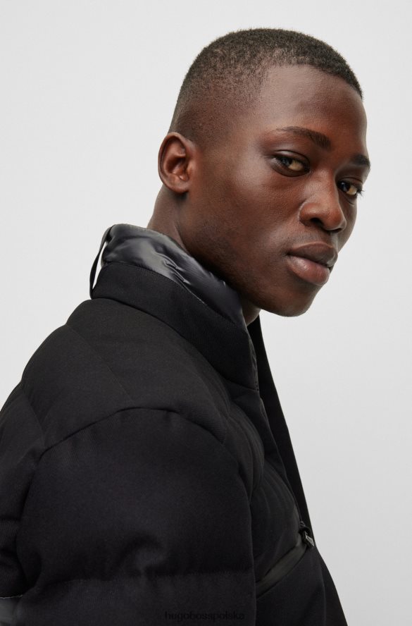 Hugo Boss hybrydowa kurtka puchowa z naszywką z logo Hugo w kolorze czarnym czarny R0X0H61910