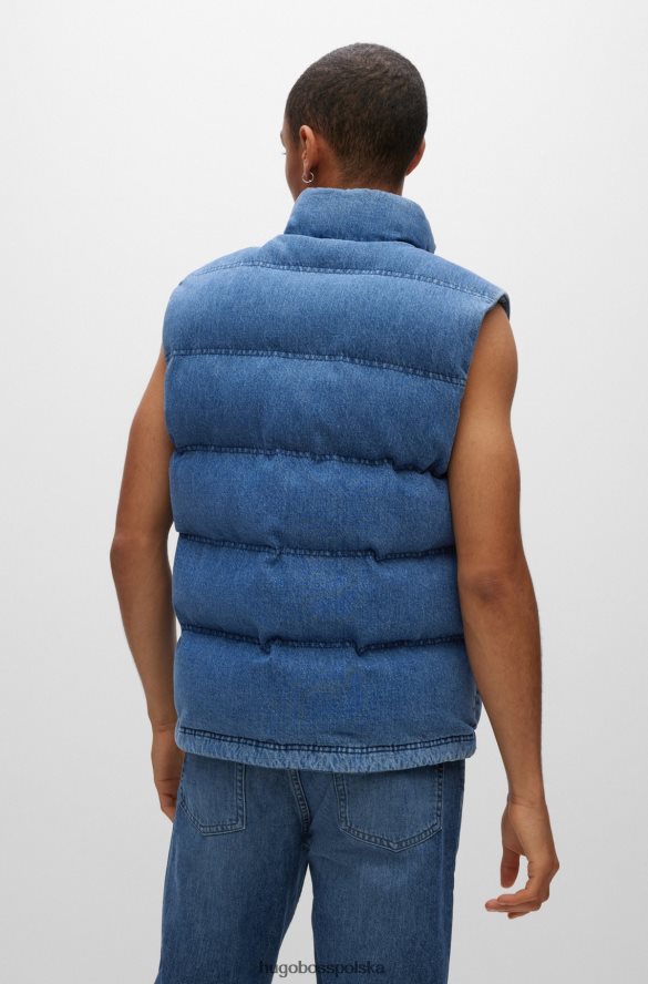 Hugo Boss jasnoniebieska dżinsowa kamizelka puchowa Hugo z czerwoną metką z logo jasny niebieski R0X0H63662