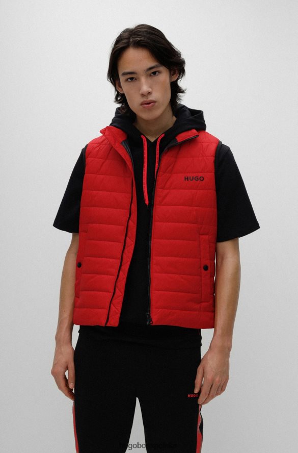 Hugo Boss jasnoróżowa, wodoodporna, wyściełana kamizelka o dopasowanym kroju z kontrastowym logo hugo jasnoróżowy R0X0H62093