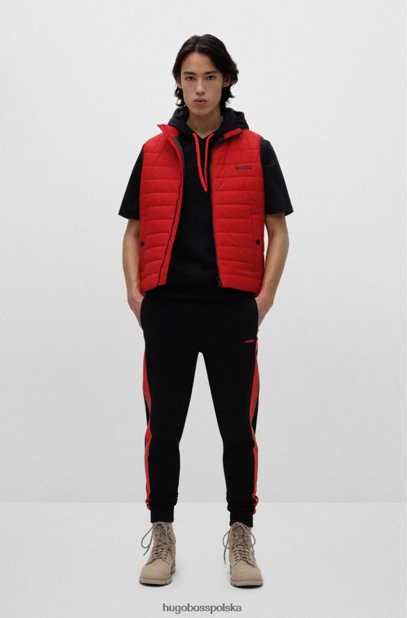 Hugo Boss jasnoróżowa, wodoodporna, wyściełana kamizelka o dopasowanym kroju z kontrastowym logo hugo jasnoróżowy R0X0H62093