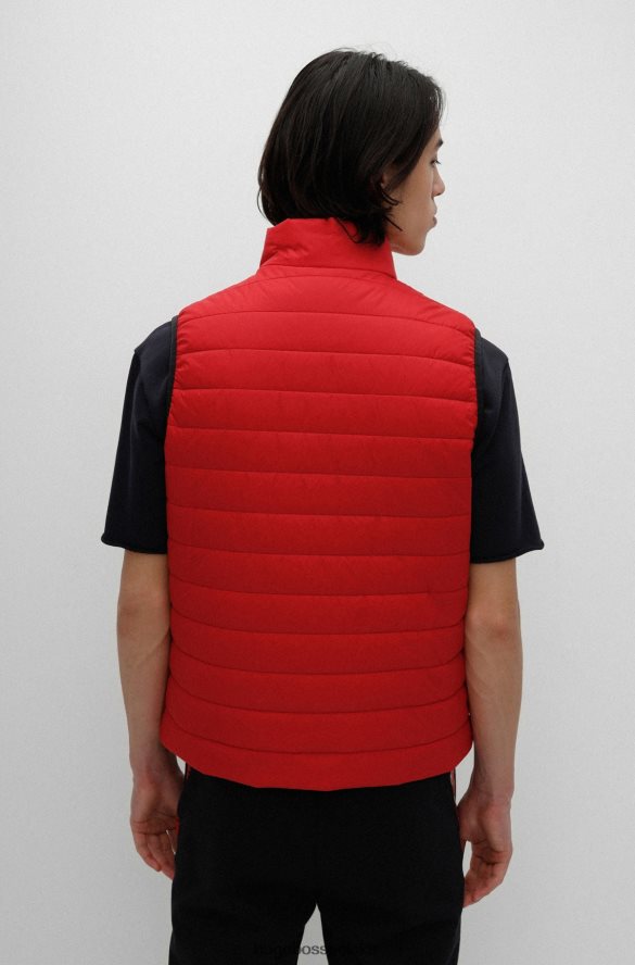 Hugo Boss jasnoróżowa, wodoodporna, wyściełana kamizelka o dopasowanym kroju z kontrastowym logo hugo jasnoróżowy R0X0H62093