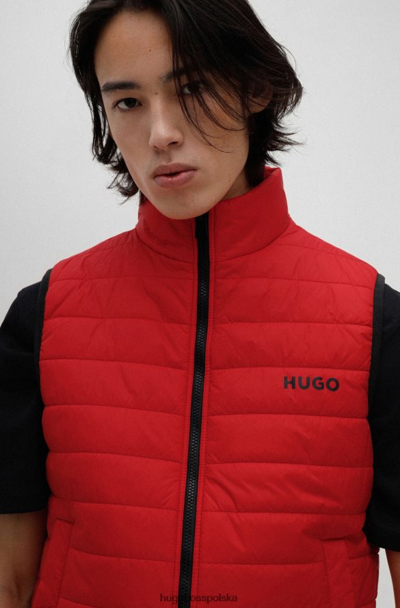 Hugo Boss jasnoróżowa, wodoodporna, wyściełana kamizelka o dopasowanym kroju z kontrastowym logo hugo jasnoróżowy R0X0H62093