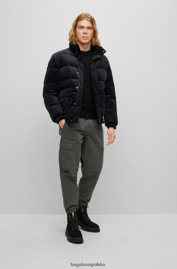 Hugo Boss kurtka o swobodnym kroju ze spranego aksamitu z naszywką z logo, czarna hugo czarny R0X0H62975