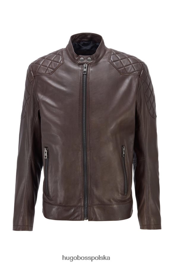 Hugo Boss kurtka skórzana jador 50452662 brązowa brązowy R0X0H6256