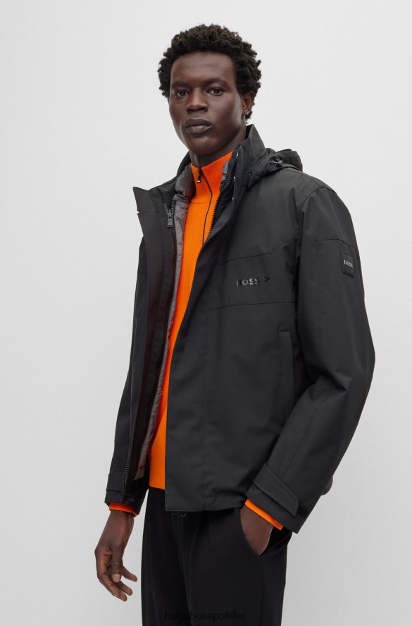 Hugo Boss kurtka trzy w jednym z wodoodpornym wykończeniem hugo czarna czarny R0X0H62028