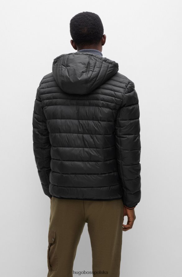 Hugo Boss lekka kurtka puchowa z kapturem i kieszenią na piersi zapinaną na zamek hugo czarna czarny R0X0H61423