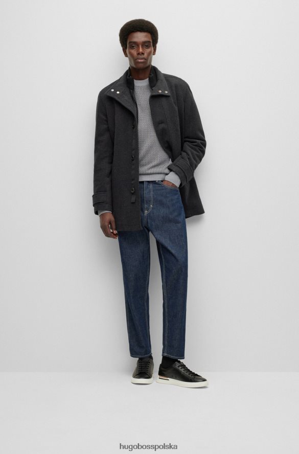 Hugo Boss płaszcz o swobodnym kroju z melanżowej szarej mieszanki wełny hugo szary R0X0H61235