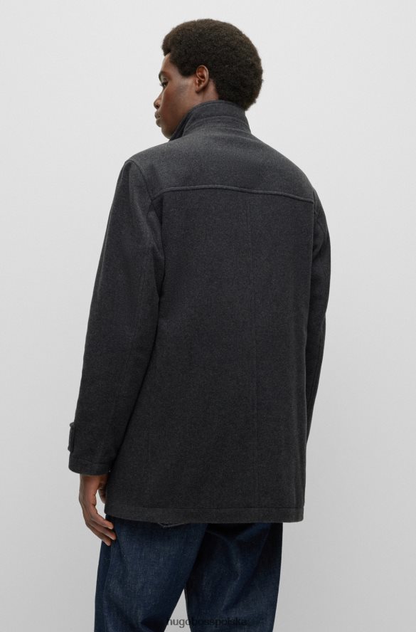Hugo Boss płaszcz o swobodnym kroju z melanżowej szarej mieszanki wełny hugo szary R0X0H61235