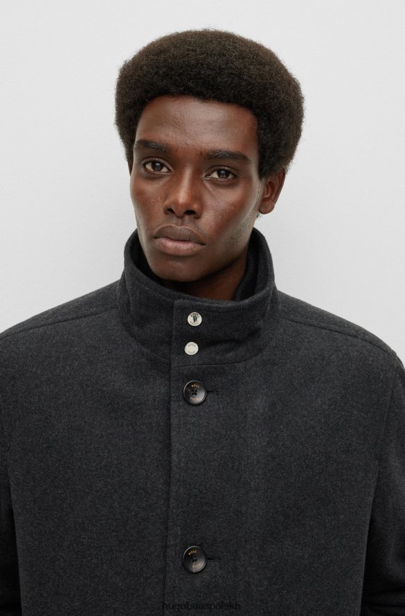 Hugo Boss płaszcz o swobodnym kroju z melanżowej szarej mieszanki wełny hugo szary R0X0H61235