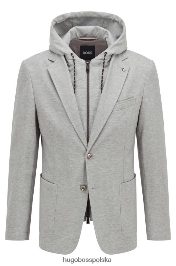 Hugo Boss płaszcz sportowy c-hanry-hood 50468868 srebrny srebro R0X0H649