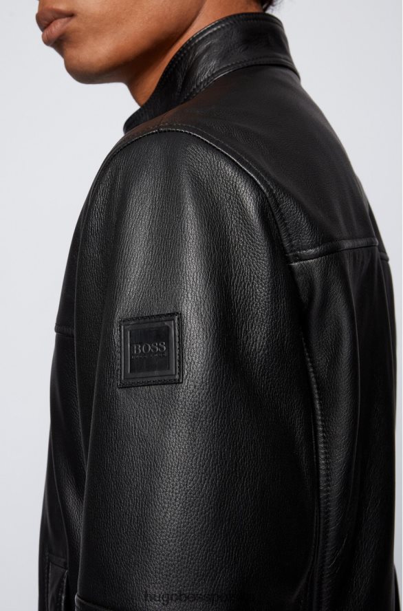 Hugo Boss skórzana kurtka Josep 50452693 czarna czarny R0X0H6255
