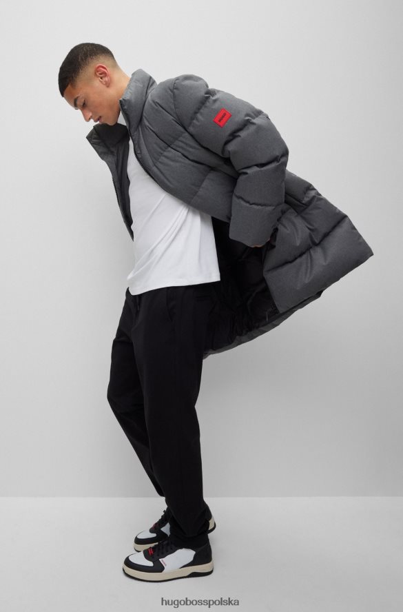 Hugo Boss szara, puchowa kurtka puchowa z czerwoną metką z logo hugo szary R0X0H62805