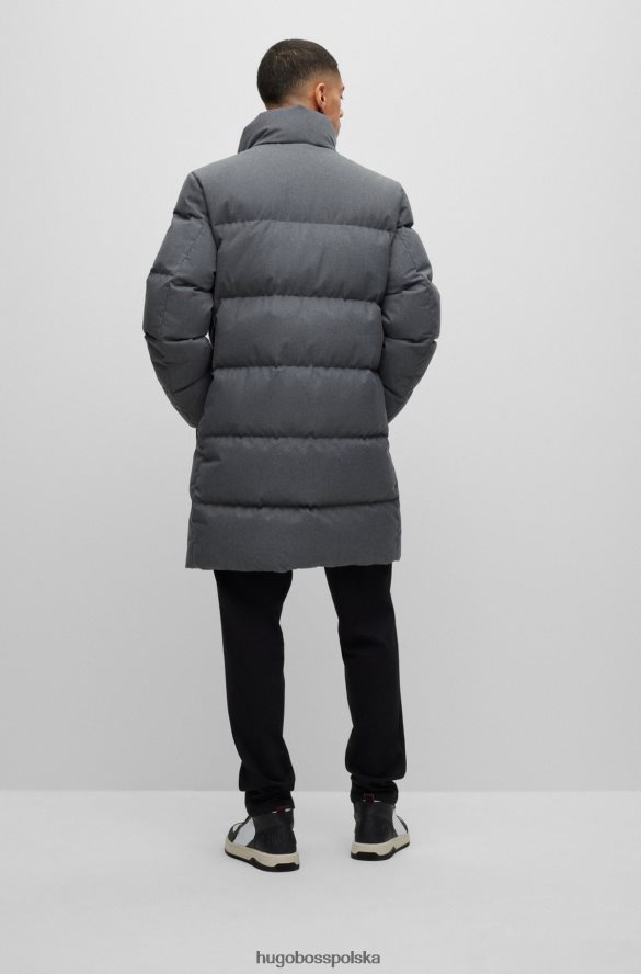 Hugo Boss szara, puchowa kurtka puchowa z czerwoną metką z logo hugo szary R0X0H62805