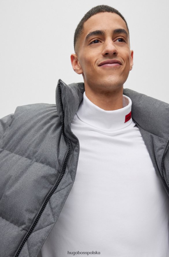 Hugo Boss szara, puchowa kurtka puchowa z czerwoną metką z logo hugo szary R0X0H62805