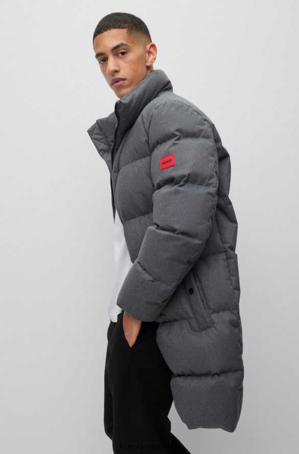 Hugo Boss szara, puchowa kurtka puchowa z czerwoną metką z logo hugo szary R0X0H62805