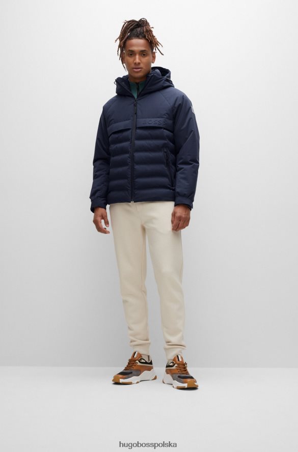 Hugo Boss wodoodporna ciemnoniebieska kurtka z logo hugo ciemny niebieski R0X0H61272