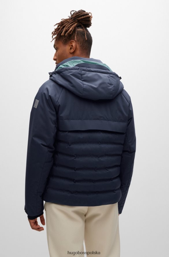 Hugo Boss wodoodporna ciemnoniebieska kurtka z logo hugo ciemny niebieski R0X0H61272