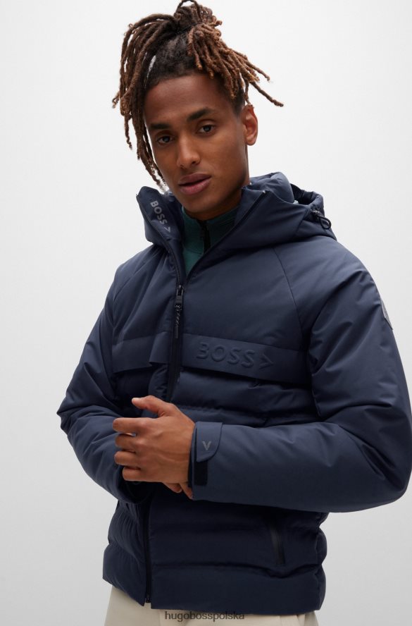 Hugo Boss wodoodporna ciemnoniebieska kurtka z logo hugo ciemny niebieski R0X0H61272