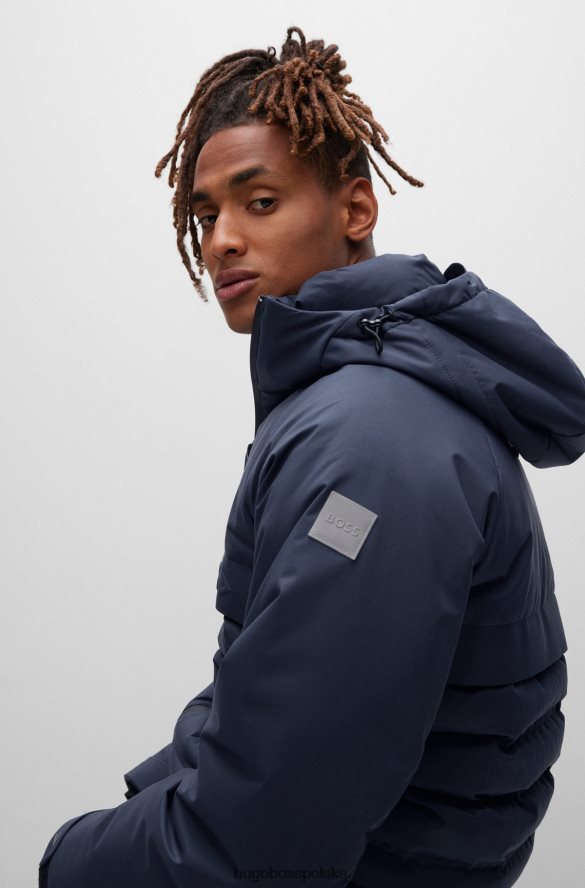 Hugo Boss wodoodporna ciemnoniebieska kurtka z logo hugo ciemny niebieski R0X0H61272