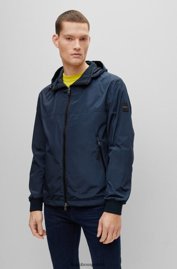 Hugo Boss wodoodporna kurtka o regularnym kroju z odpinanym kapturem hugo ciemnoniebieska ciemny niebieski R0X0H63055