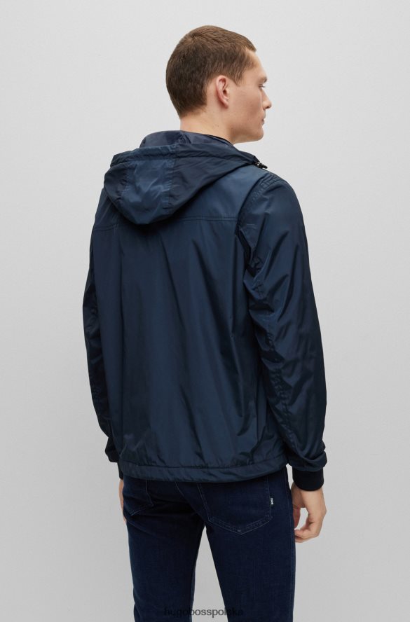 Hugo Boss wodoodporna kurtka o regularnym kroju z odpinanym kapturem hugo ciemnoniebieska ciemny niebieski R0X0H63055
