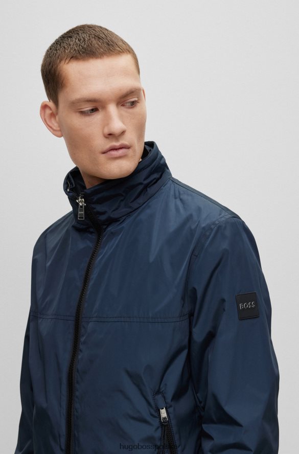 Hugo Boss wodoodporna kurtka o regularnym kroju z odpinanym kapturem hugo ciemnoniebieska ciemny niebieski R0X0H63055