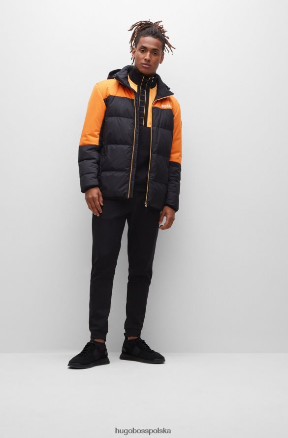 Hugo Boss wodoodporna kurtka puchowa z detalami z logo hugo czarna czarny R0X0H62439