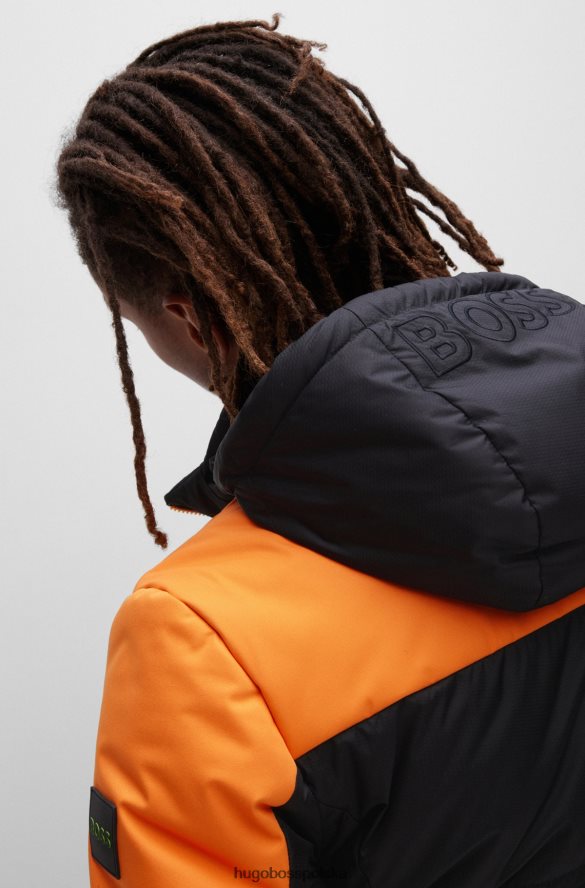 Hugo Boss wodoodporna kurtka puchowa z detalami z logo hugo czarna czarny R0X0H62439
