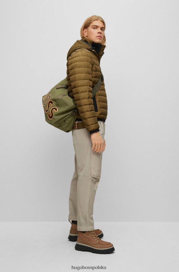 Hugo Boss wodoodporna kurtka puchowa z logo Hugo khaki khaki R0X0H61155