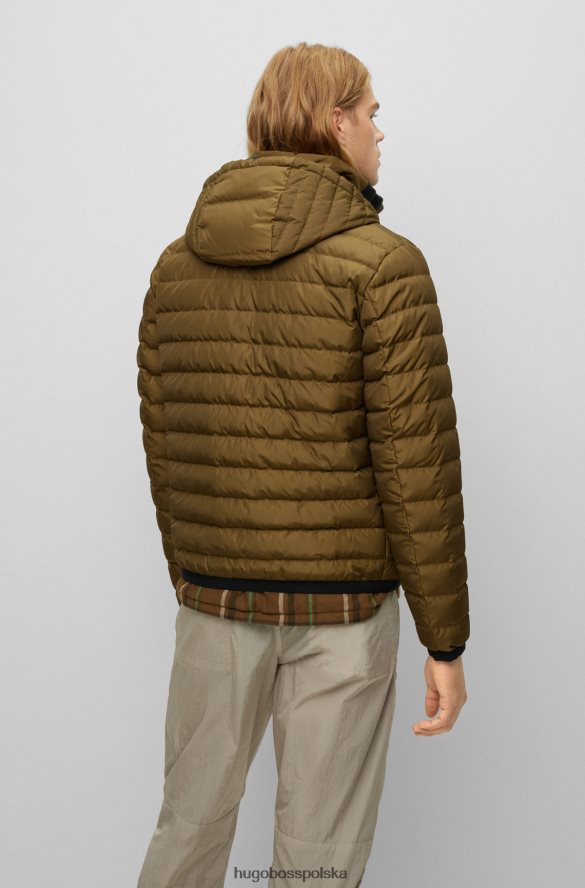 Hugo Boss wodoodporna kurtka puchowa z logo Hugo khaki khaki R0X0H61155