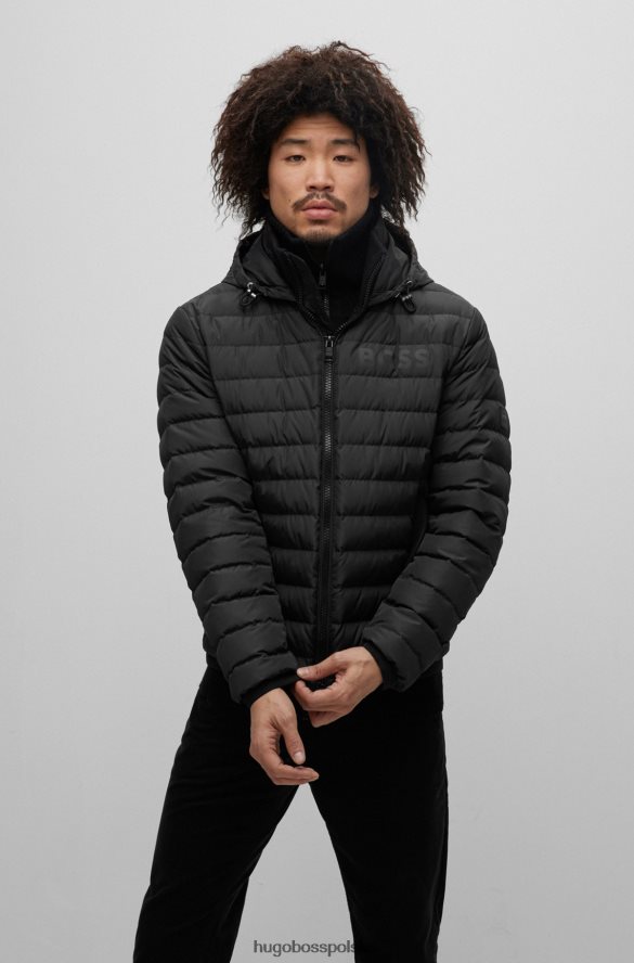 Hugo Boss wodoodporna kurtka puchowa z logo w kolorze czarnym hugo czarny R0X0H61153