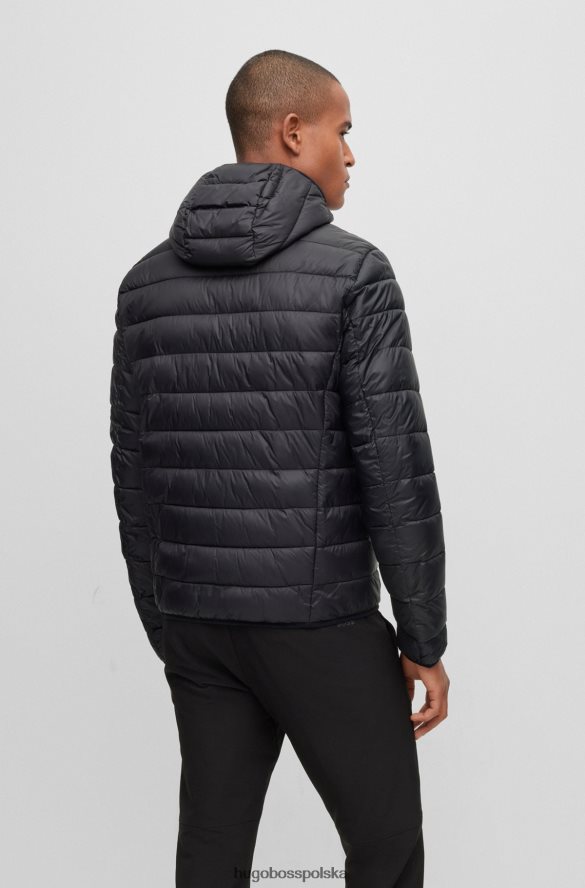 Hugo Boss wodoodporna kurtka puchowa z markowymi wykończeniami, czarna hugo czarny R0X0H63336