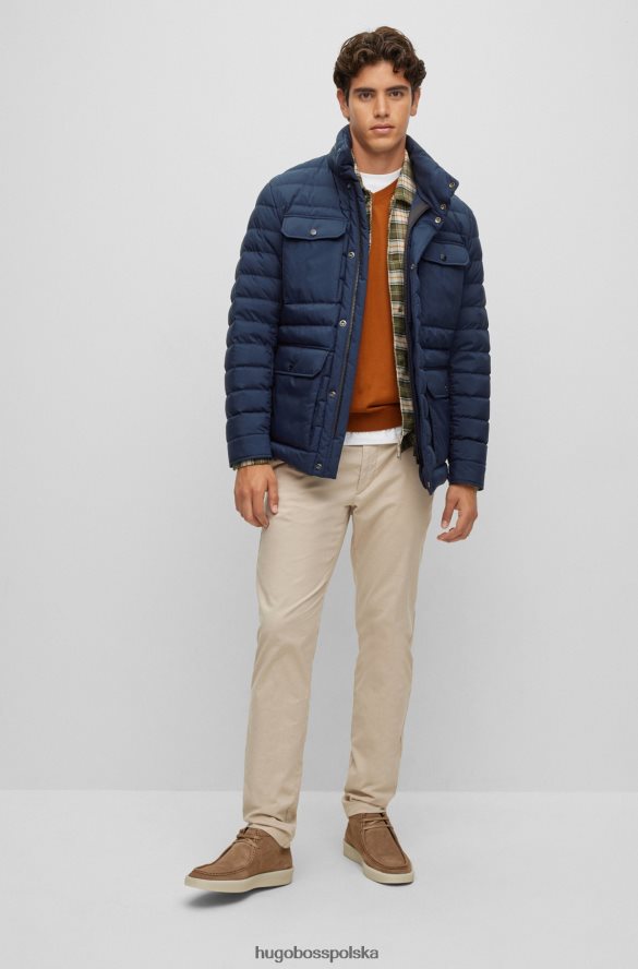 Hugo Boss wodoodporna kurtka puchowa z naszywką z logo w kolorze ciemnoniebieskim hugo ciemny niebieski R0X0H61295