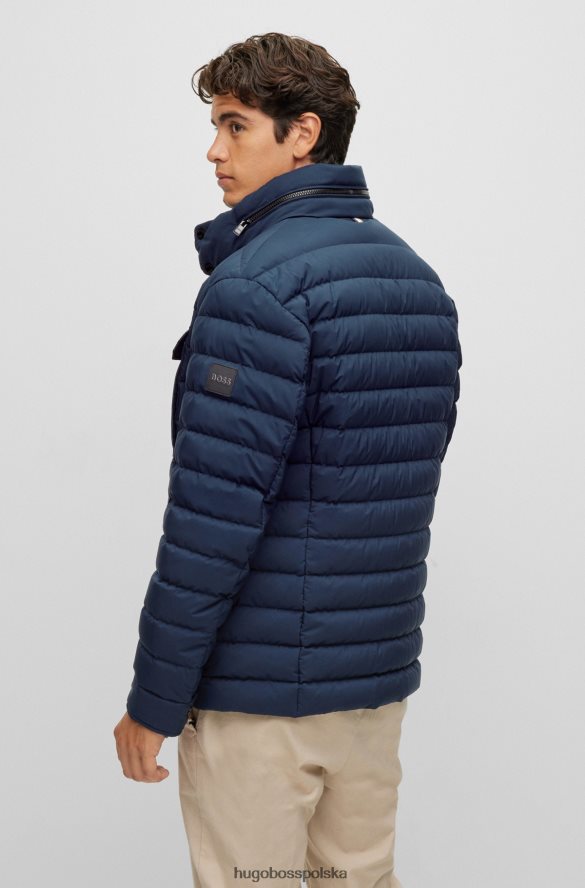 Hugo Boss wodoodporna kurtka puchowa z naszywką z logo w kolorze ciemnoniebieskim hugo ciemny niebieski R0X0H61295
