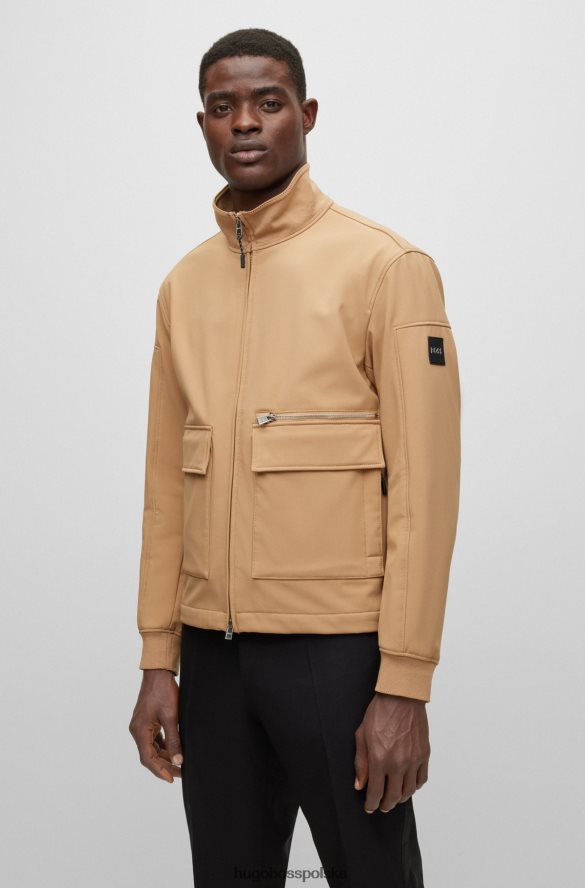 Hugo Boss wodoodporna kurtka softshell z naszywką z logo hugo w kolorze beżowym beżowy R0X0H6899