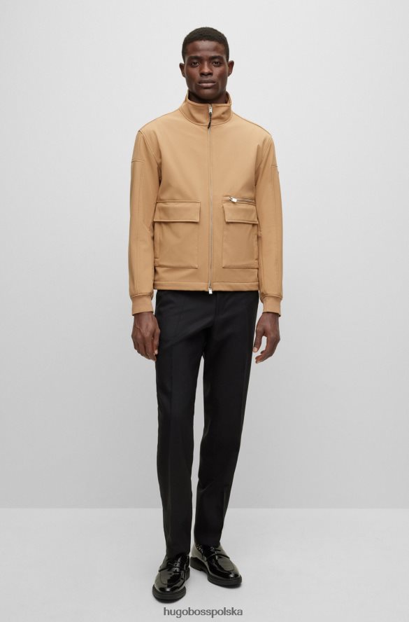 Hugo Boss wodoodporna kurtka softshell z naszywką z logo hugo w kolorze beżowym beżowy R0X0H6899
