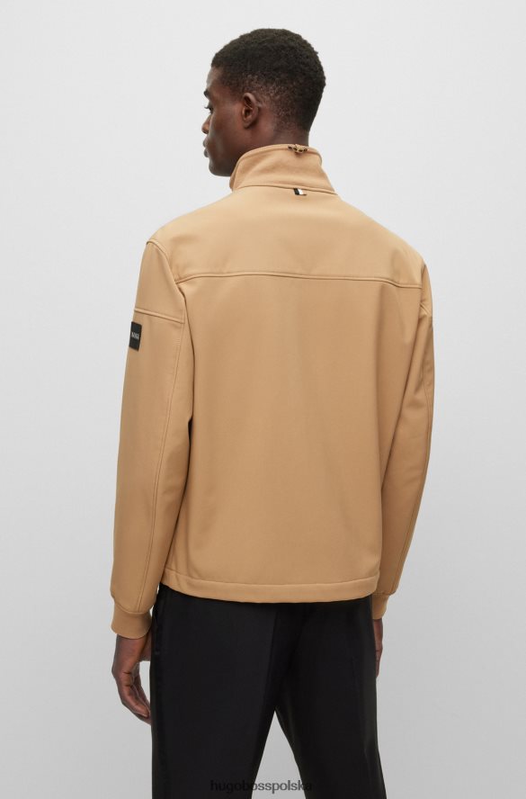 Hugo Boss wodoodporna kurtka softshell z naszywką z logo hugo w kolorze beżowym beżowy R0X0H6899