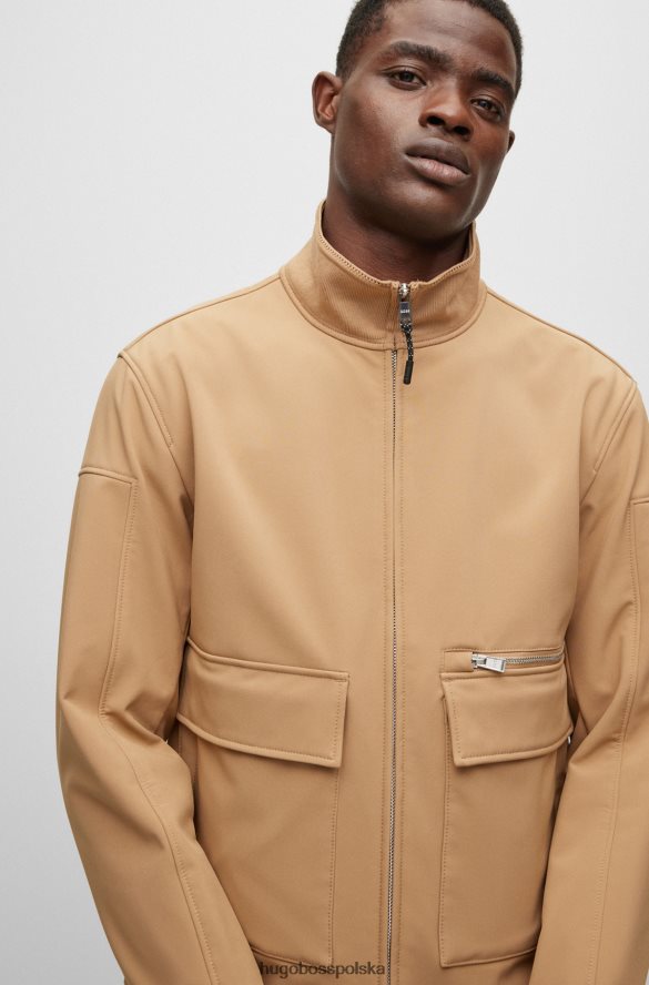 Hugo Boss wodoodporna kurtka softshell z naszywką z logo hugo w kolorze beżowym beżowy R0X0H6899