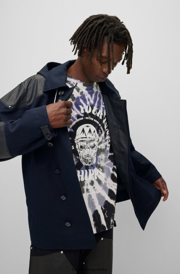 Hugo Boss wodoodporna kurtka x phipps wykonana z ponownie wykorzystanych resztek materiałów ciemny niebieski R0X0H64266