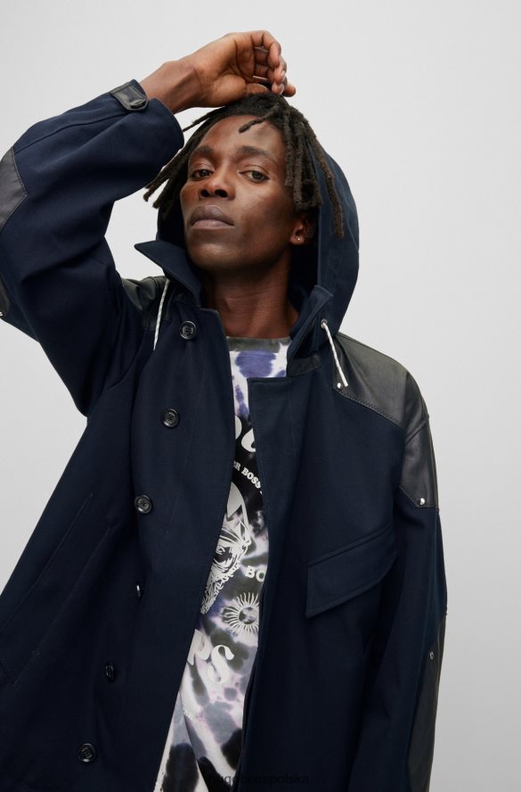 Hugo Boss wodoodporna kurtka x phipps wykonana z ponownie wykorzystanych resztek materiałów ciemny niebieski R0X0H64266