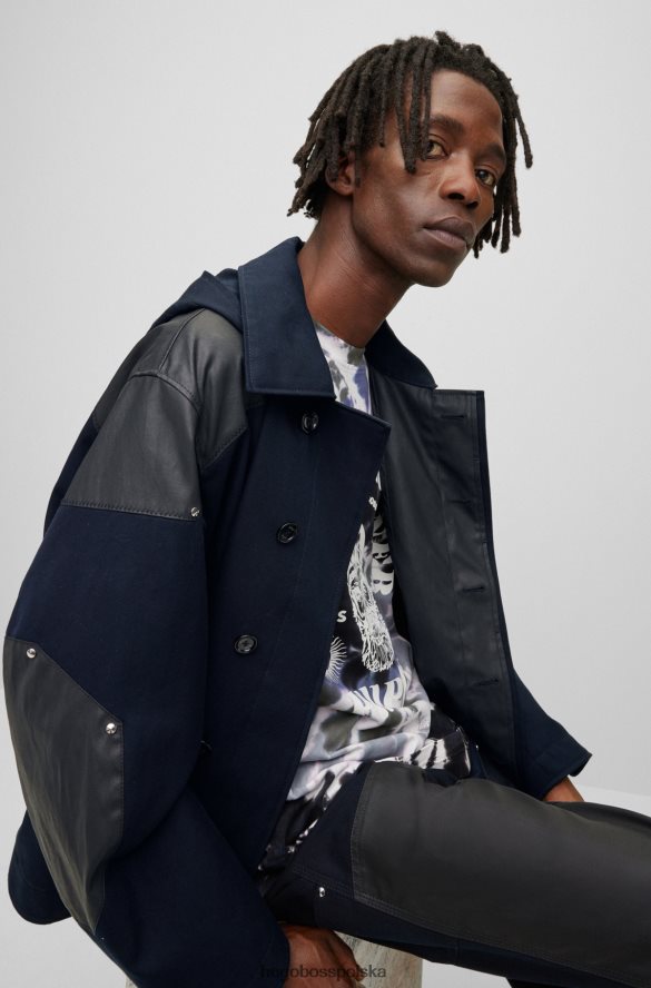 Hugo Boss wodoodporna kurtka x phipps wykonana z ponownie wykorzystanych resztek materiałów ciemny niebieski R0X0H64266