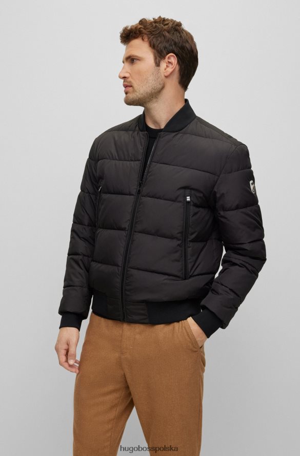 Hugo Boss wodoodporna, ocieplana kurtka z naszywką z logo, czarna hugo czarny R0X0H61343