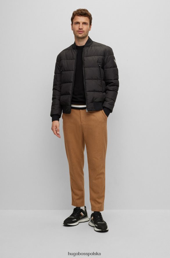 Hugo Boss wodoodporna, ocieplana kurtka z naszywką z logo, czarna hugo czarny R0X0H61343