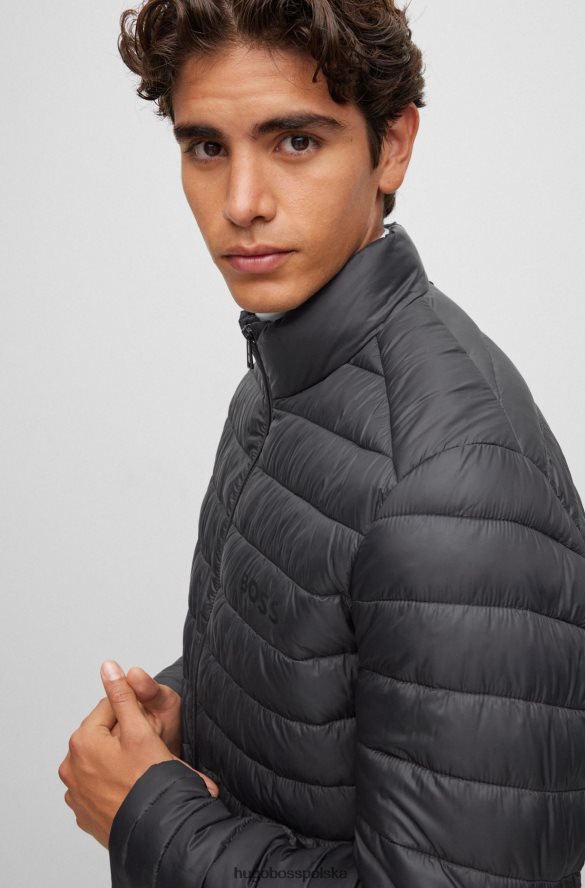 Hugo Boss wodoodporna, ocieplana kurtka z stonowanym logo w kolorze czarnym hugo czarny R0X0H61337