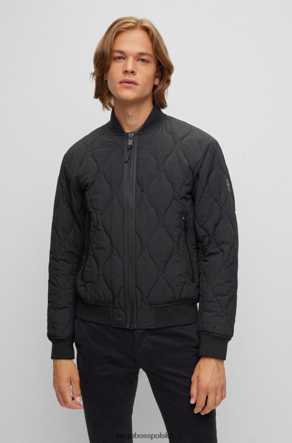 Hugo Boss wodoodporna, wyściełana kurtka bomber z pomarańczową lamówką, czarna hugo czarny R0X0H62032