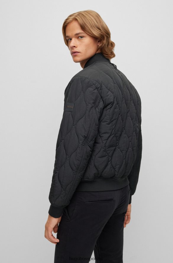 Hugo Boss wodoodporna, wyściełana kurtka bomber z pomarańczową lamówką, czarna hugo czarny R0X0H62032