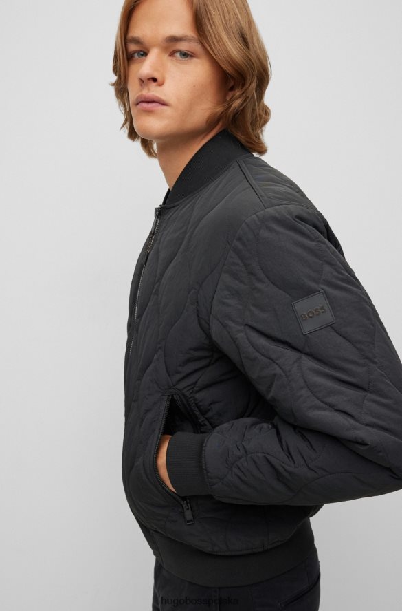 Hugo Boss wodoodporna, wyściełana kurtka bomber z pomarańczową lamówką, czarna hugo czarny R0X0H62032