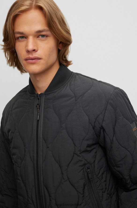 Hugo Boss wodoodporna, wyściełana kurtka bomber z pomarańczową lamówką, czarna hugo czarny R0X0H62032