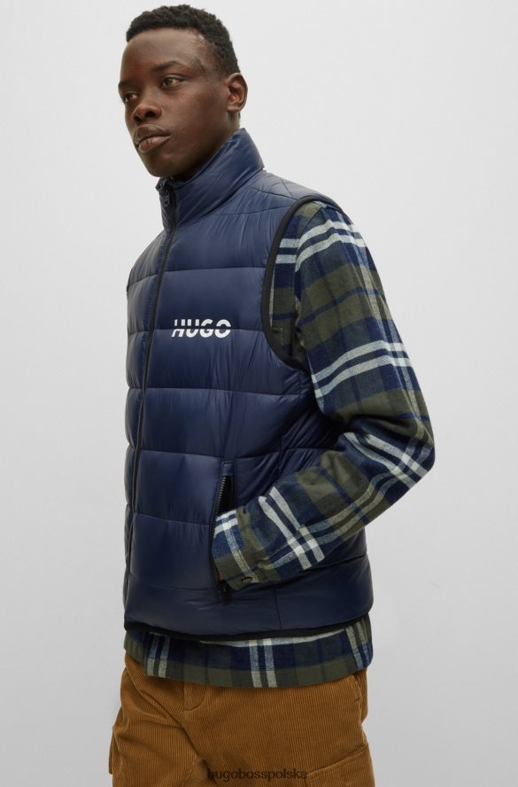 Hugo Boss wyściełana kamizelka o dopasowanym kroju z dzielonym logo Hugo w kolorze ciemnoniebieskim ciemny niebieski R0X0H62003