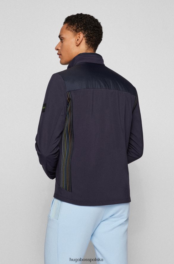 Hugo Boss wyściełana, wodoodporna kurtka z wielokolorowymi wykończeniami, hugo ciemnoniebieska ciemny niebieski R0X0H63101